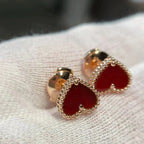[Imperial] HEART CARNELIAN STUD EARRINGS