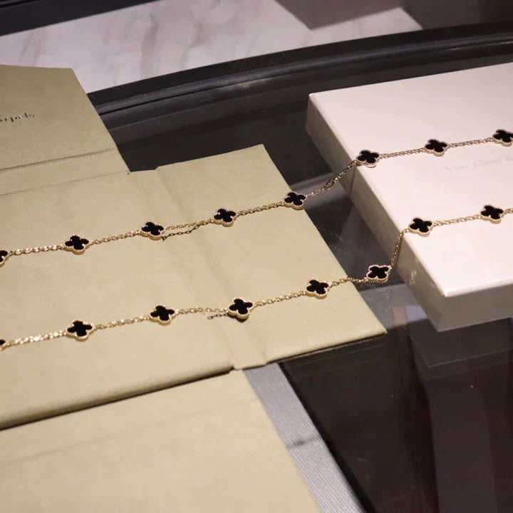 [Imperial] CLOVER 20 MOTIFS ONYX NECKLACE