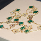 [Imperial] CLOVER 20 MOTIFS MALACHITE DIAMOND NECKLACE