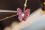 [Imperial] BUTTERFLY RED DIAMOND ROSE GOLD NECKLACE
