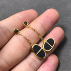 [Imperial] CHAINE VERSO BLACK CERAMIC SILVER EARRINGS