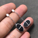 [Imperial] CHAINE VERSO BLACK CERAMIC SILVER EARRINGS