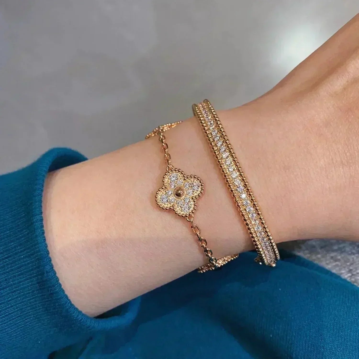 [Imperial] New  CLOVER 5 MOTIF FULL DIAMOND BRACELET COLLECTION