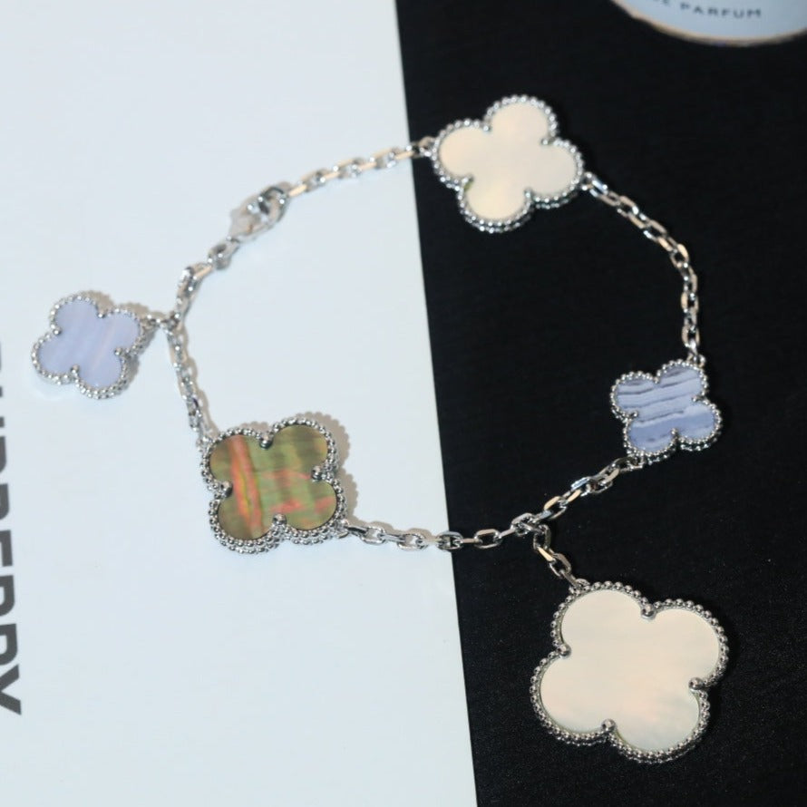 [Imperial] CLOVER BRACELET 5 MOTIFS MOP CHALCEDONY SILVER