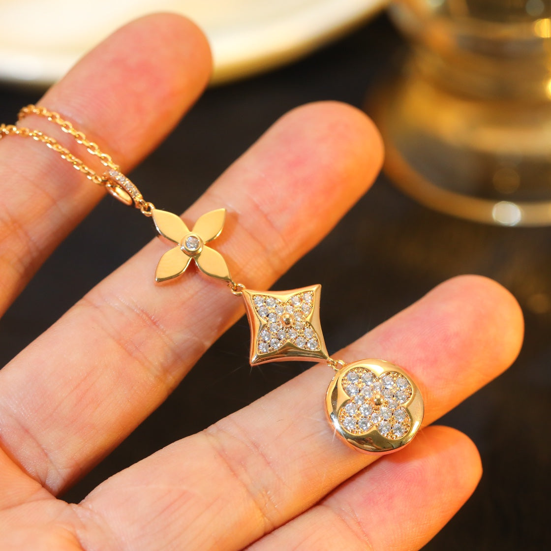 [Imperial] STAR AND SUN DIAMOND PINK GOLD NECKLACE