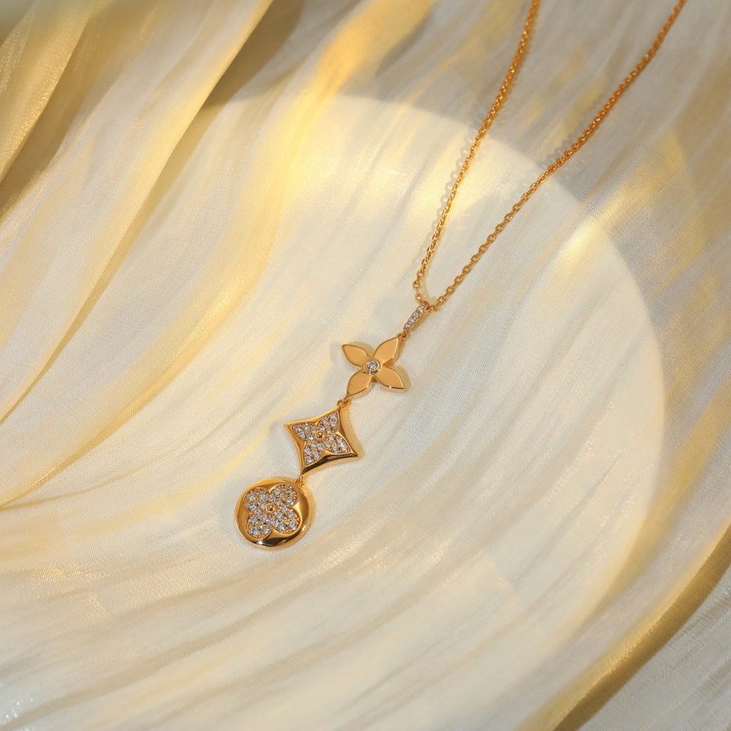 [Imperial] STAR AND SUN DIAMOND PINK GOLD NECKLACE