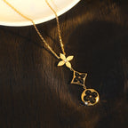 [Imperial] STAR AND SUN ONYX PINK GOLD NECKLACE