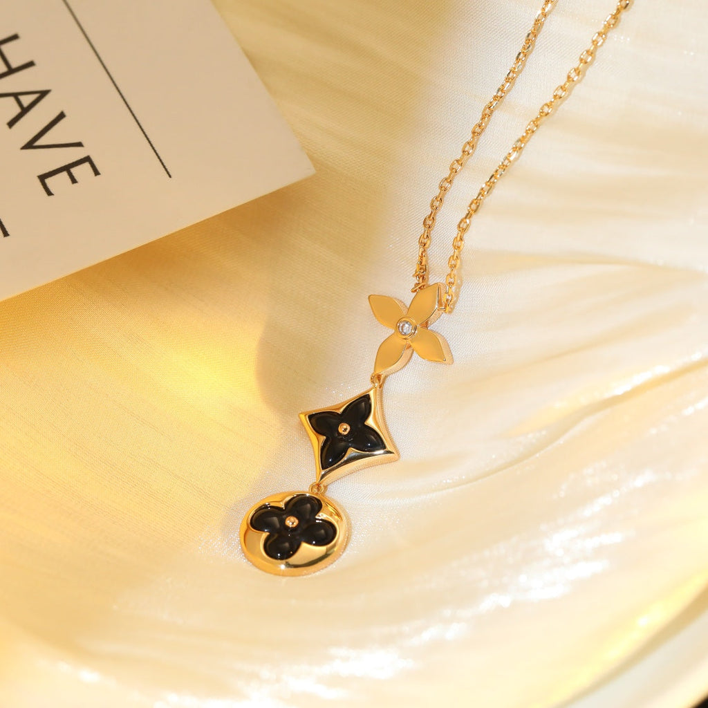 [Imperial] STAR AND SUN ONYX PINK GOLD NECKLACE