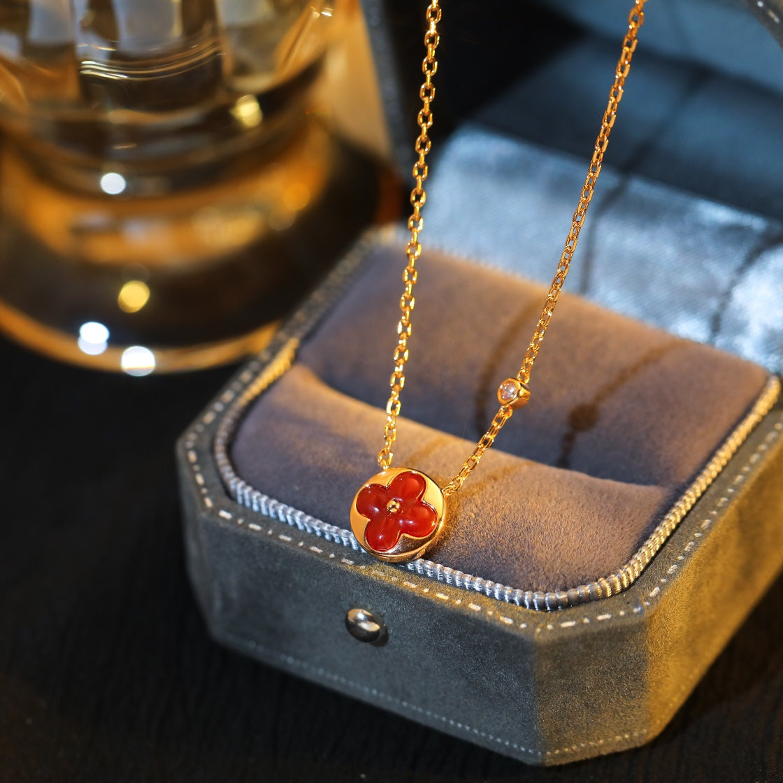 [Imperial] SUN PEDANT PINK GOLD 1 DIAMOND NECKLACE
