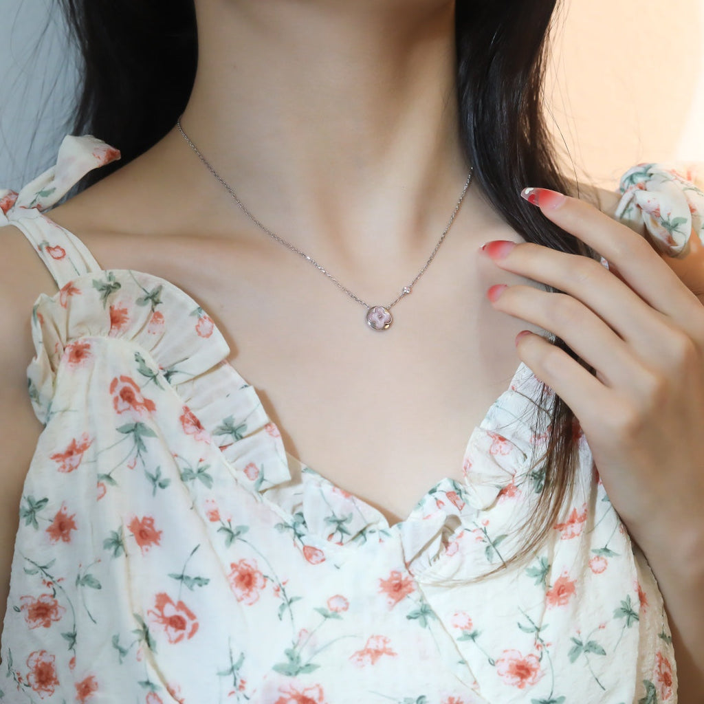 [Imperial] SUN PEDANT PINK GOLD 1 DIAMOND NECKLACE
