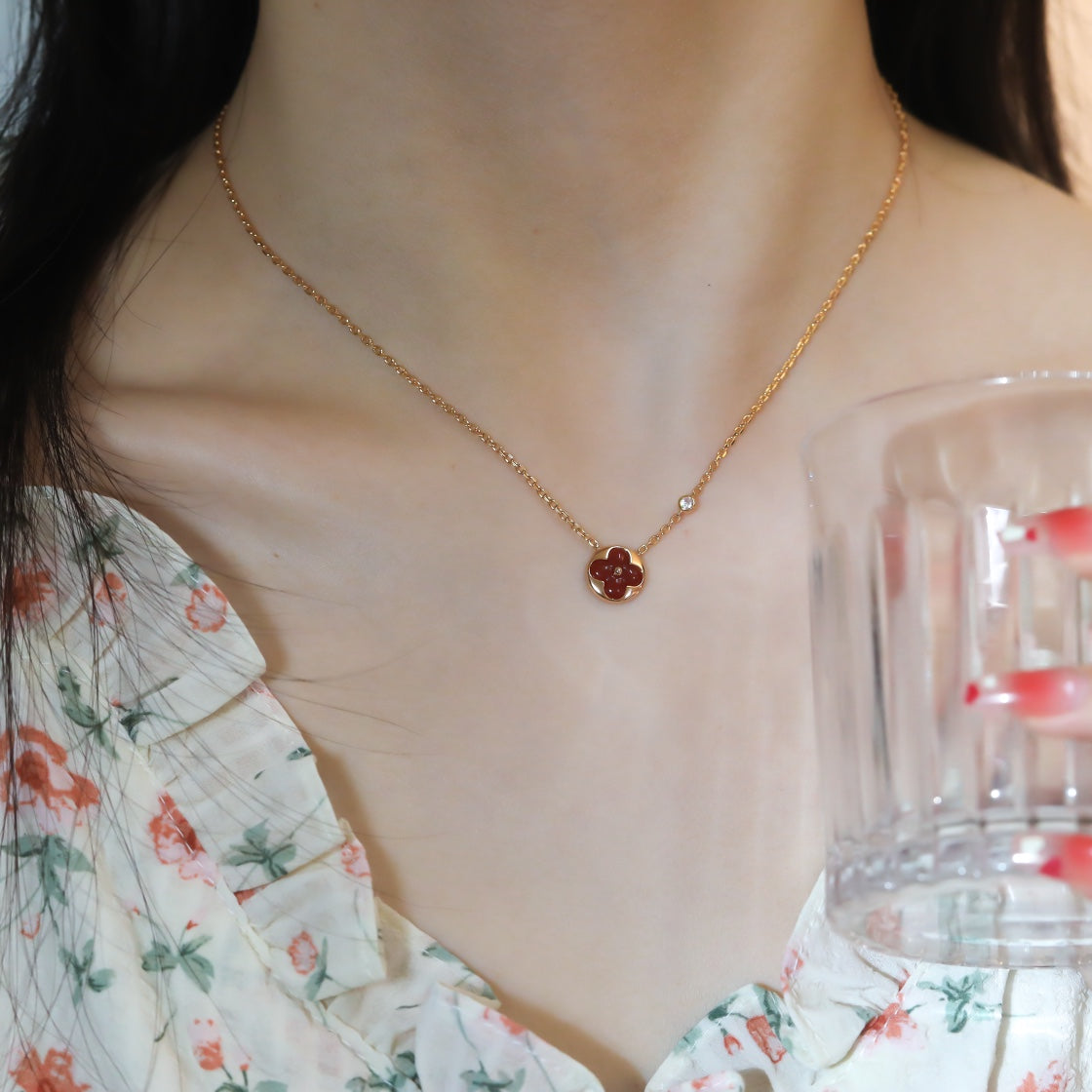 [Imperial] SUN PEDANT PINK GOLD 1 DIAMOND NECKLACE