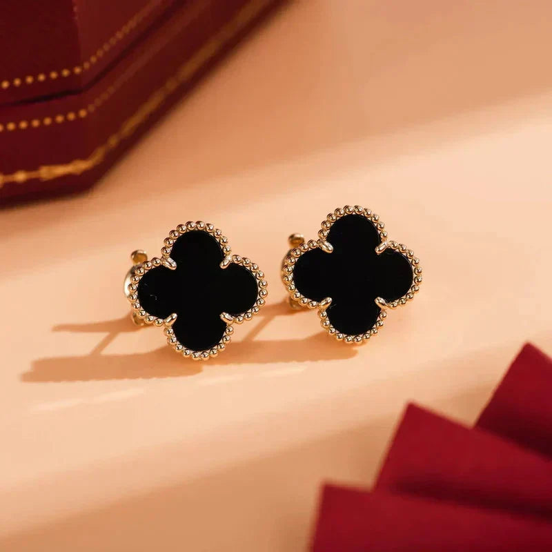 [Imperial] CLOVER MEDIUM 1 MOTIFS  ONYX STUD EARRINGS