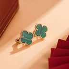 [Imperial] CLOVER MEDIUM 1 MOTIFS MALACHITE  EARRINGS