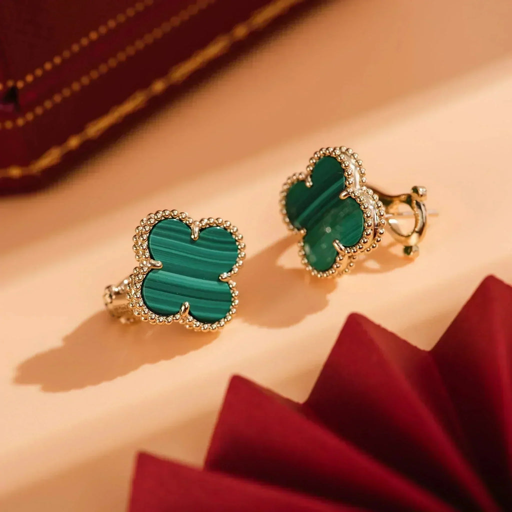 [Imperial] CLOVER MEDIUM 1 MOTIFS MALACHITE  EARRINGS