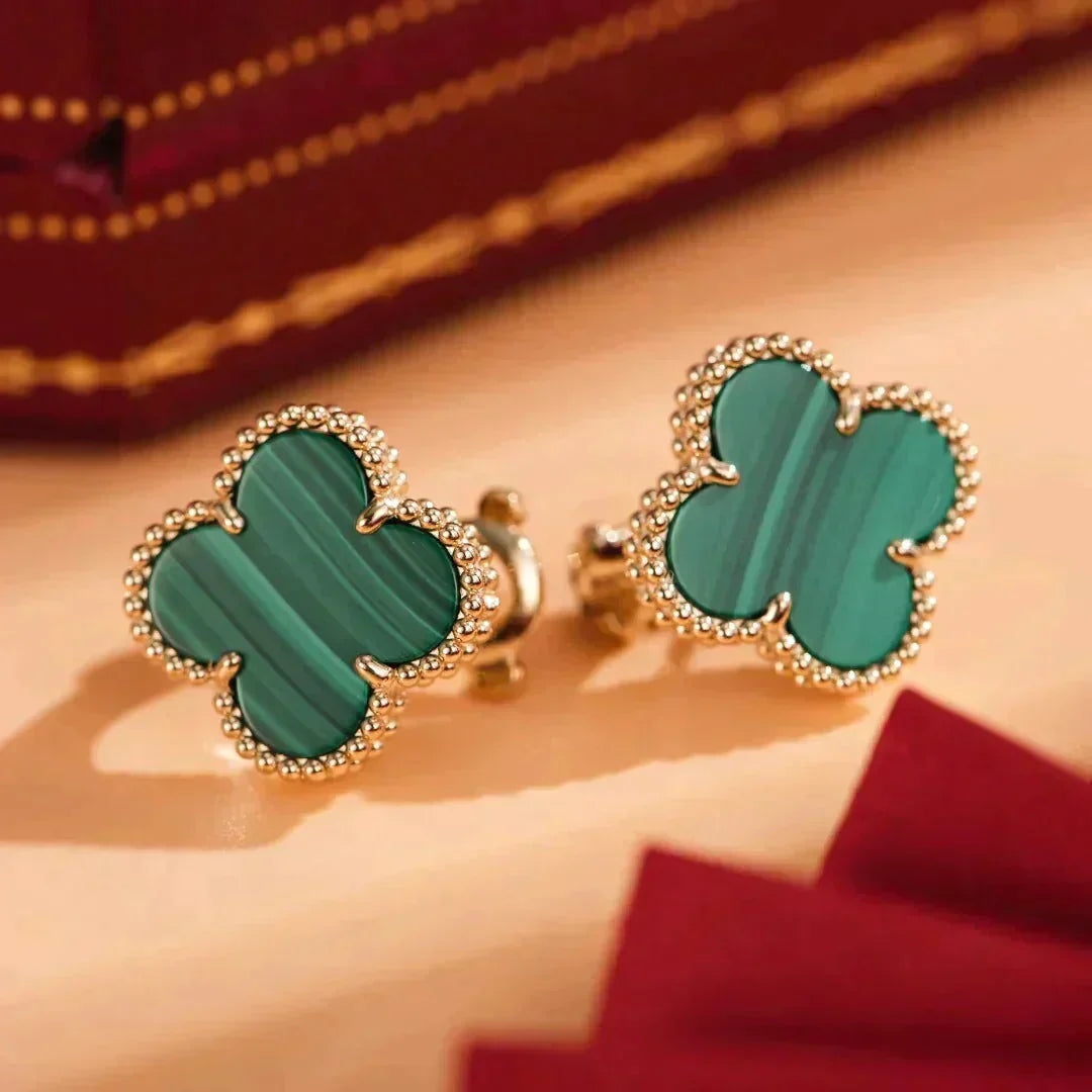 [Imperial] CLOVER MEDIUM 1 MOTIFS MALACHITE  EARRINGS