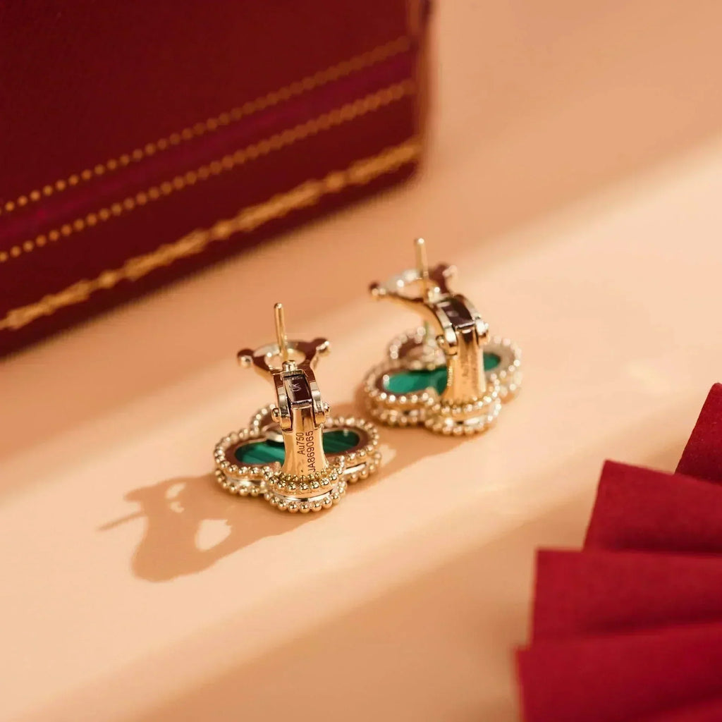 [Imperial] CLOVER MEDIUM 1 MOTIFS MALACHITE  EARRINGS