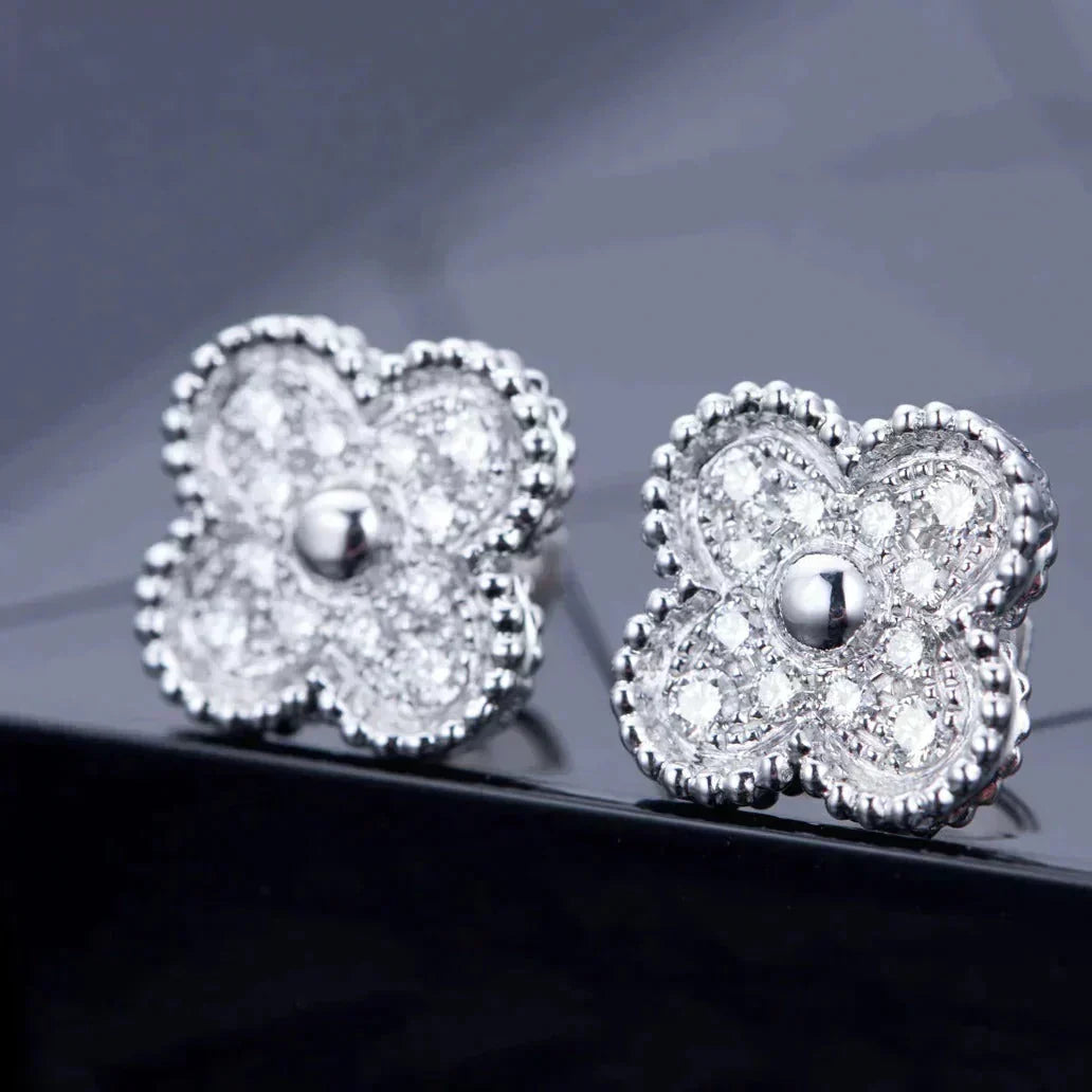 [Imperial] CLOVER 1 MOTIFS DIAMOND STUD EARRINGS SILVER