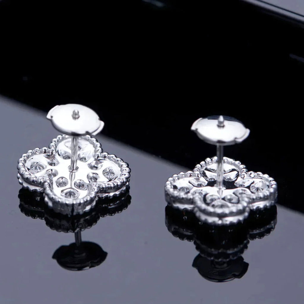 [Imperial] CLOVER 1 MOTIFS DIAMOND STUD EARRINGS SILVER