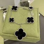 [Imperial] CLOVER 5 MOTIFS SIVLER ONYX BRACELET