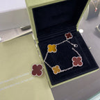 [Imperial] CLOVER 5 MOTIFS SIVLER CARNELIAN TIGER EYE BRACELET