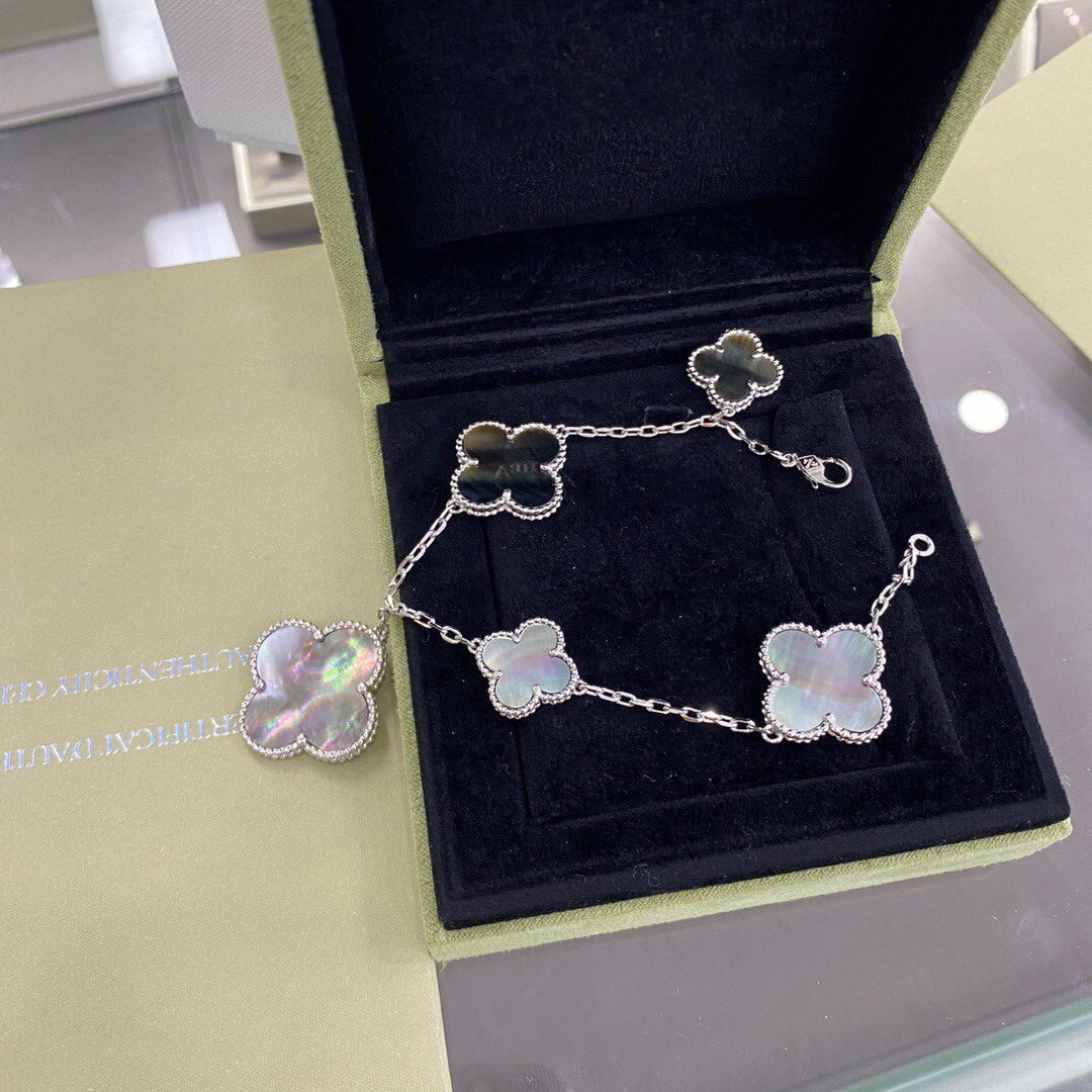 [Imperial] CLOVER 5 MOTIFS SIVLER DARK MOP BRACELET