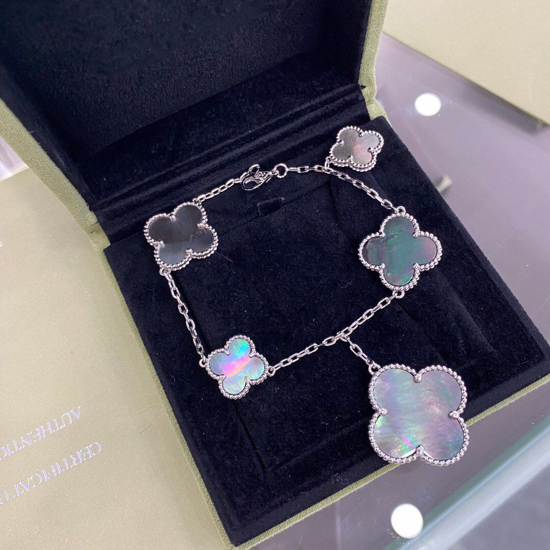 [Imperial] CLOVER 5 MOTIFS SIVLER DARK MOP BRACELET