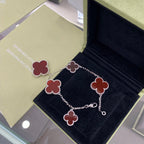 [Imperial] CLOVER 5 MOTIFS SIVLER CARNELIAN BRACELET