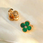 [Imperial] CLOVER MEDIUM 1 MOTIFS MALACHITE DIAMOND EARRINGS