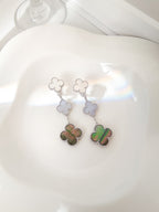 [Imperial] CLOVER 3 MOTIFS CHALCEDONY DARK MOP SILVER EARRINGS