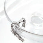 [Imperial] CLOVER 2 MOTIFS  DIAMOND ONYX EARRINGS SILVER