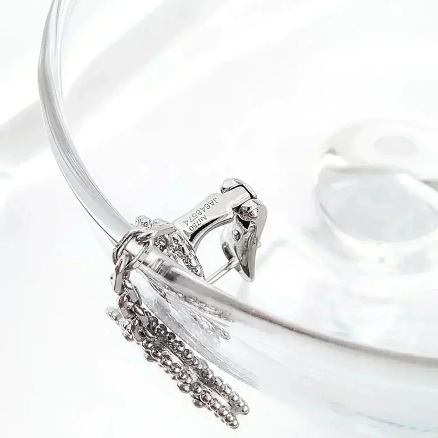 [Imperial] CLOVER 2 MOTIFS  DIAMOND ONYX EARRINGS SILVER