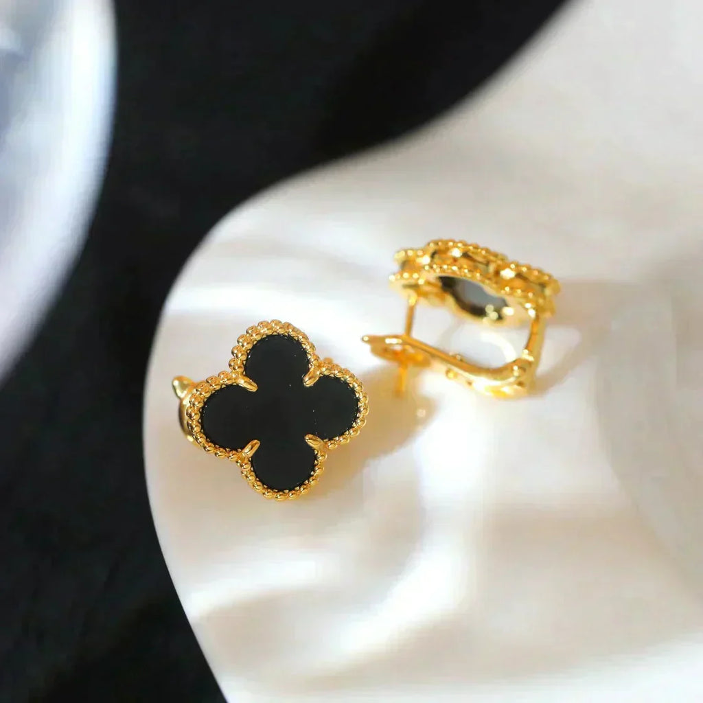 [Imperial] CLOVER MEDIUM 1 MOTIFS  ONYX STUD EARRINGS