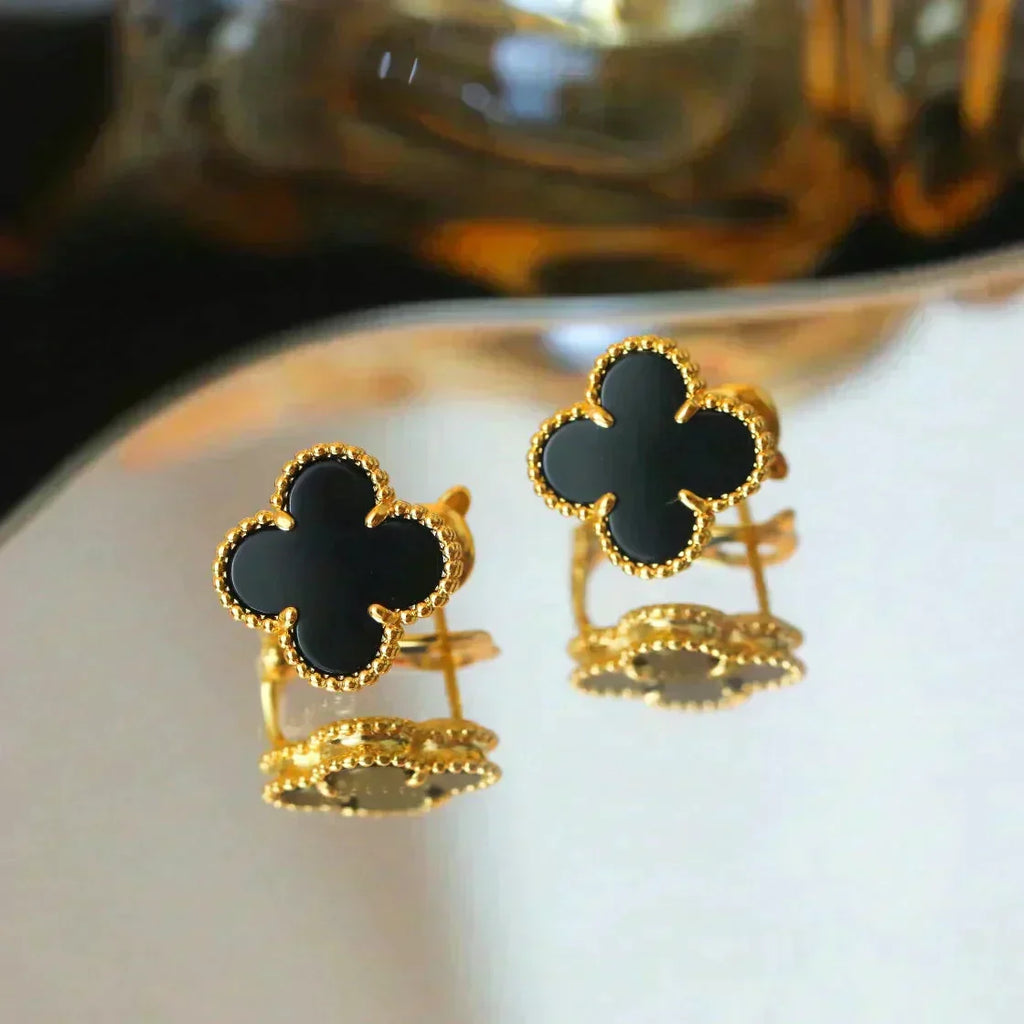[Imperial] CLOVER MEDIUM 1 MOTIFS  ONYX STUD EARRINGS