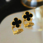 [Imperial] CLOVER MEDIUM 1 MOTIFS  ONYX STUD EARRINGS