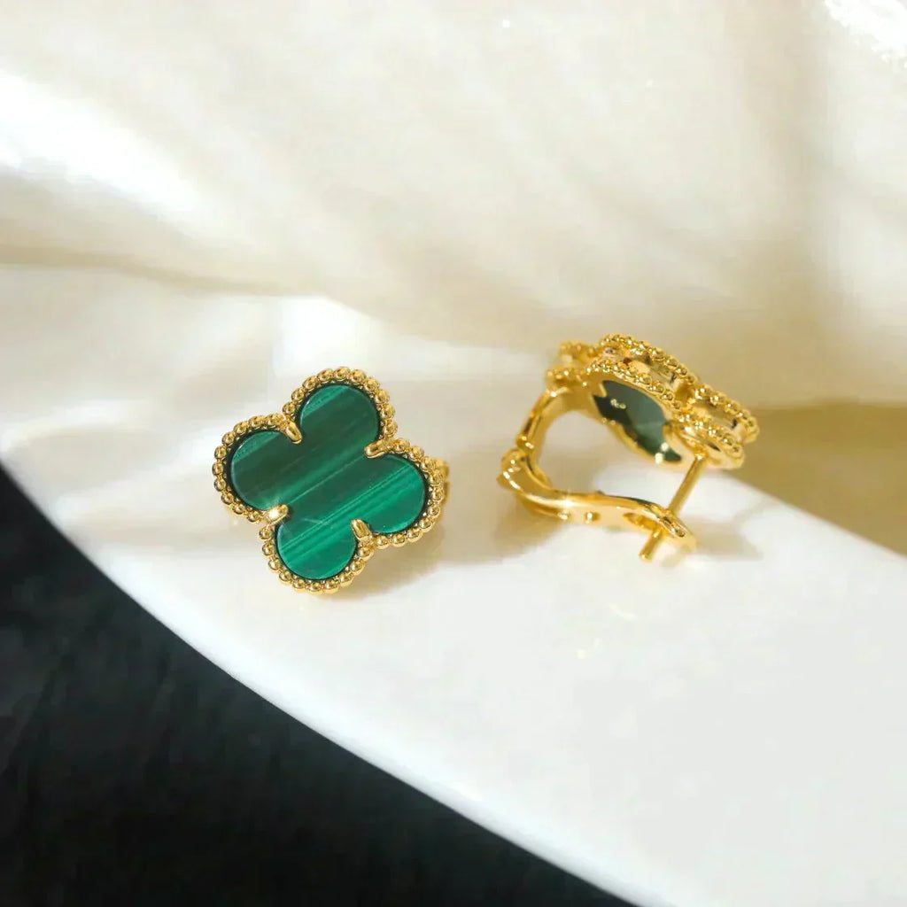 [Imperial] CLOVER MEDIUM 1 MOTIFS MALACHITE  EARRINGS