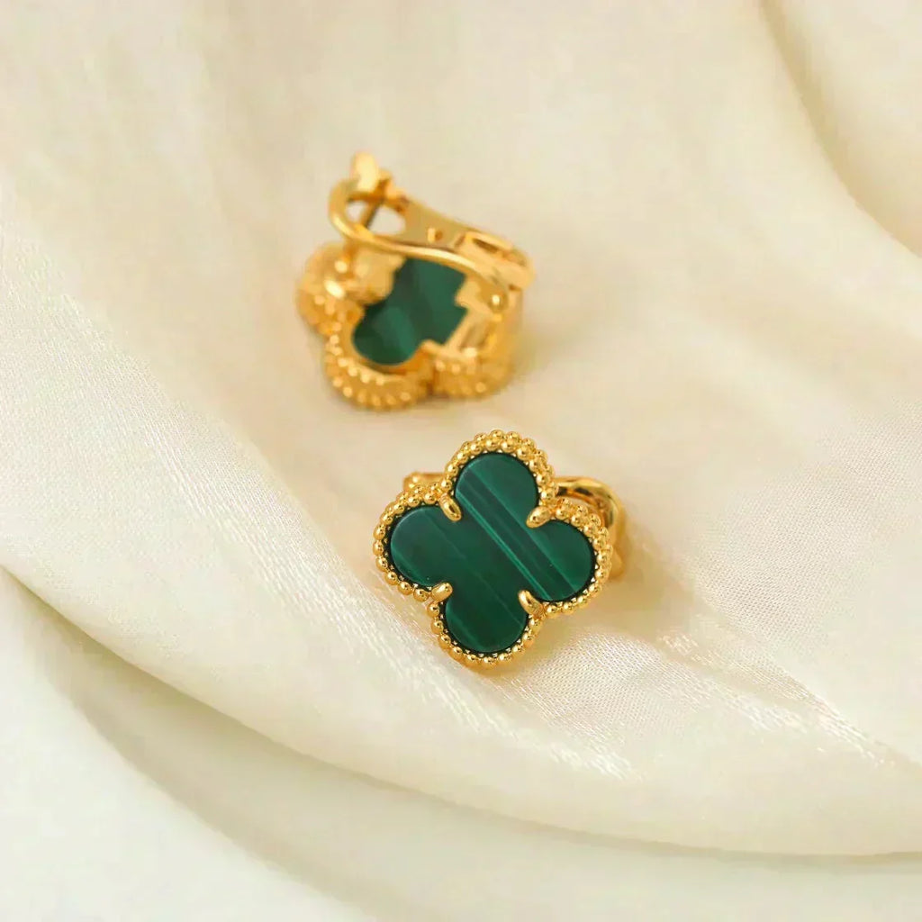 [Imperial] CLOVER MEDIUM 1 MOTIFS MALACHITE  EARRINGS