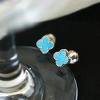 [Imperial] CLOVER MINI 9.5MM ONYX STUD EARRINGS SILVER