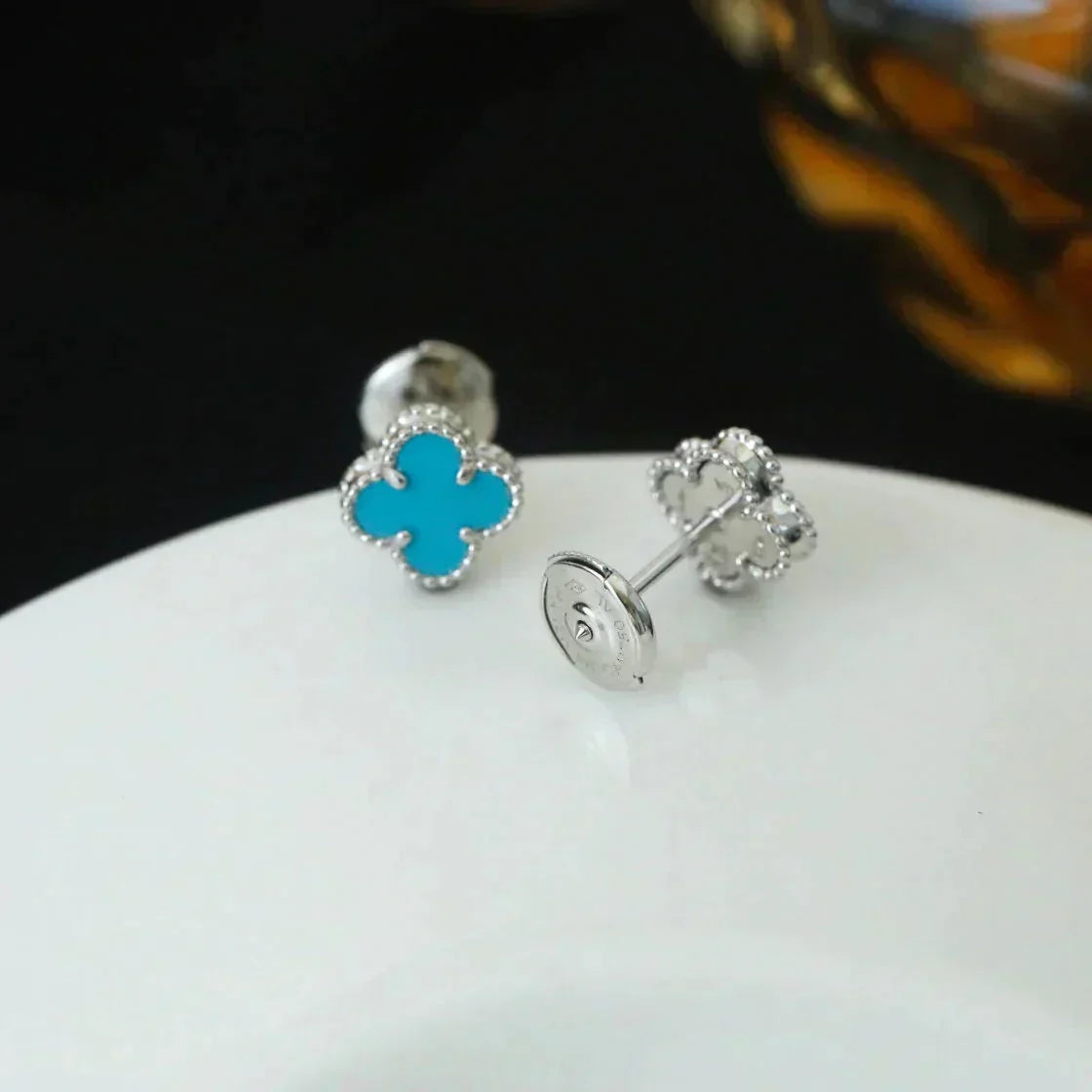 [Imperial] CLOVER MINI 9.5MM ONYX STUD EARRINGS SILVER