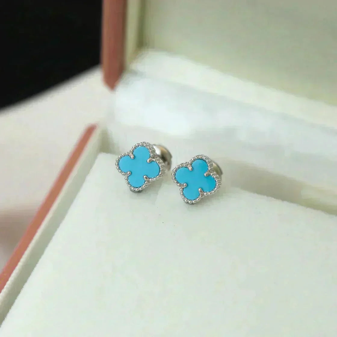 [Imperial] CLOVER MINI 9.5MM ONYX STUD EARRINGS SILVER
