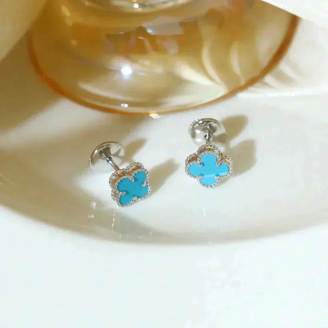 [Imperial] CLOVER MINI 9.5MM ONYX STUD EARRINGS SILVER