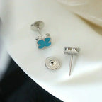 [Imperial] CLOVER MINI 9.5MM ONYX STUD EARRINGS SILVER