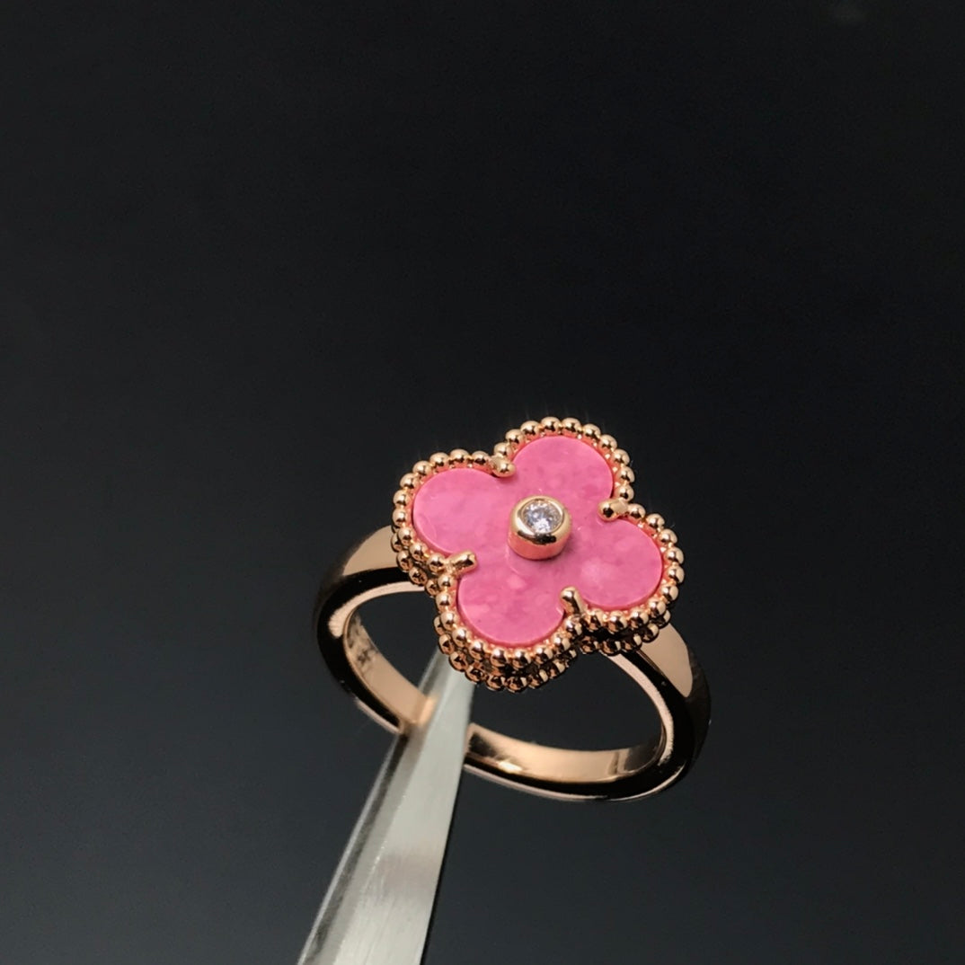 [Imperial] CLOVER RHODONITE ROSE GOLD RING