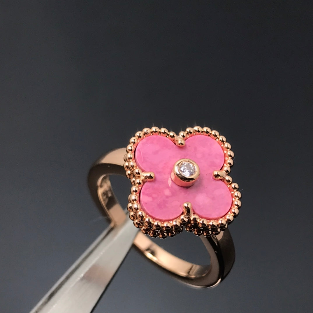 [Imperial] CLOVER RHODONITE ROSE GOLD RING