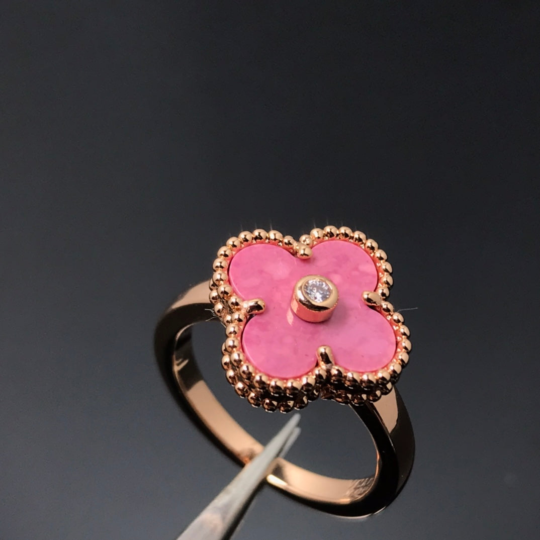 [Imperial] CLOVER RHODONITE ROSE GOLD RING