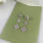[Imperial] CLOVER 3 MOTIF DIAMOND SILVER DROP EARRINGS