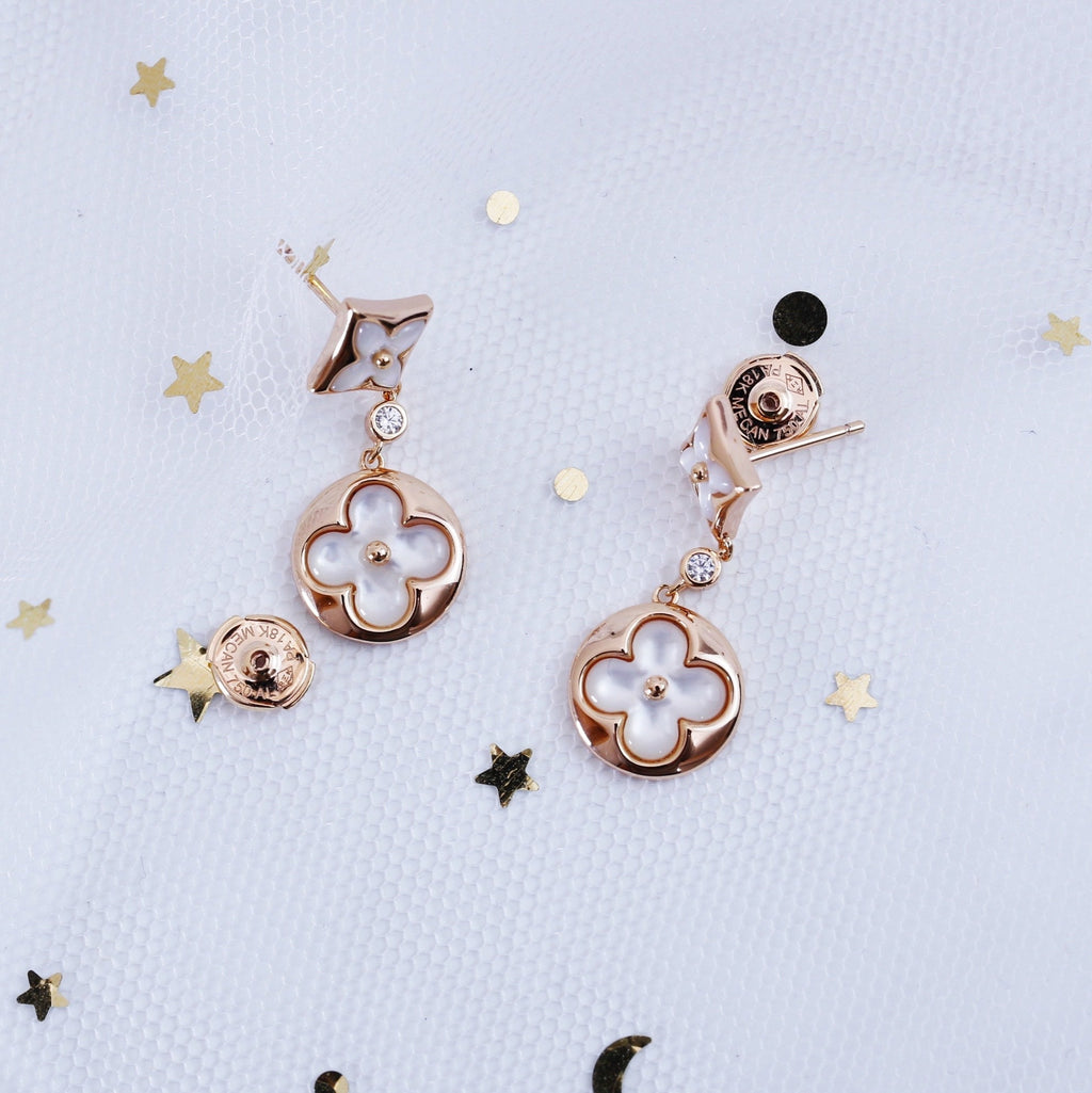 [Imperial] STAR AND SUN PINK GOLD MOP DROP EARRINGS