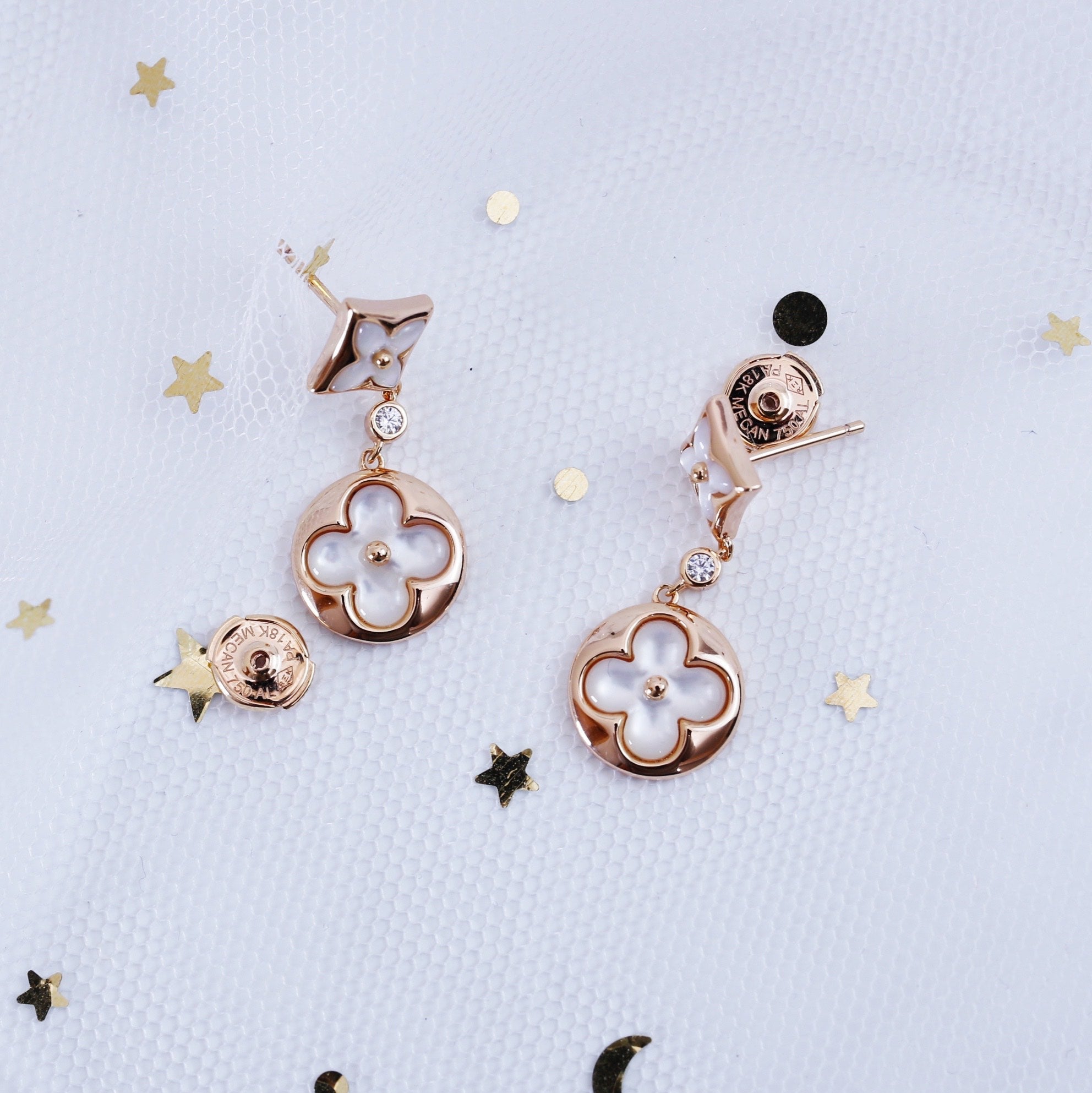 [Imperial] STAR AND SUN PINK GOLD MOP DROP EARRINGS