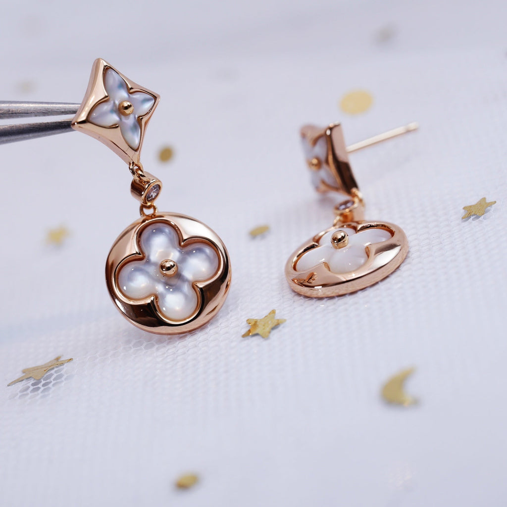 [Imperial] STAR AND SUN PINK GOLD MOP DROP EARRINGS