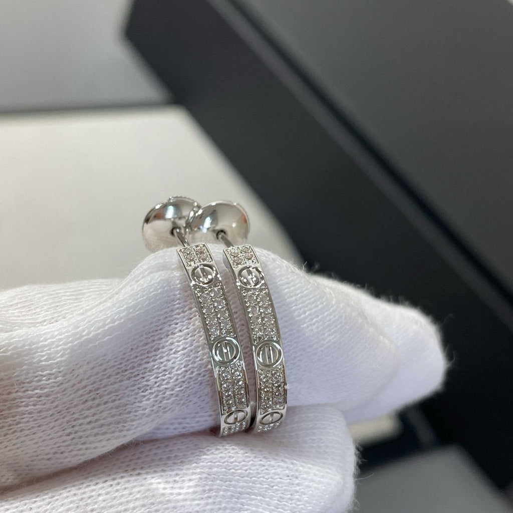 [Imperial] LOVE DIAMOND SILVER HOOP EARRINGS