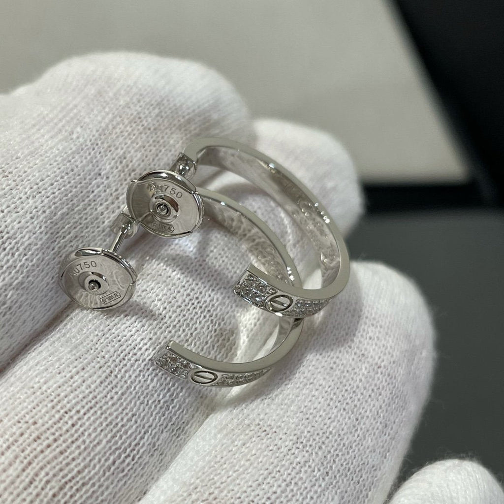 [Imperial] LOVE DIAMOND SILVER HOOP EARRINGS